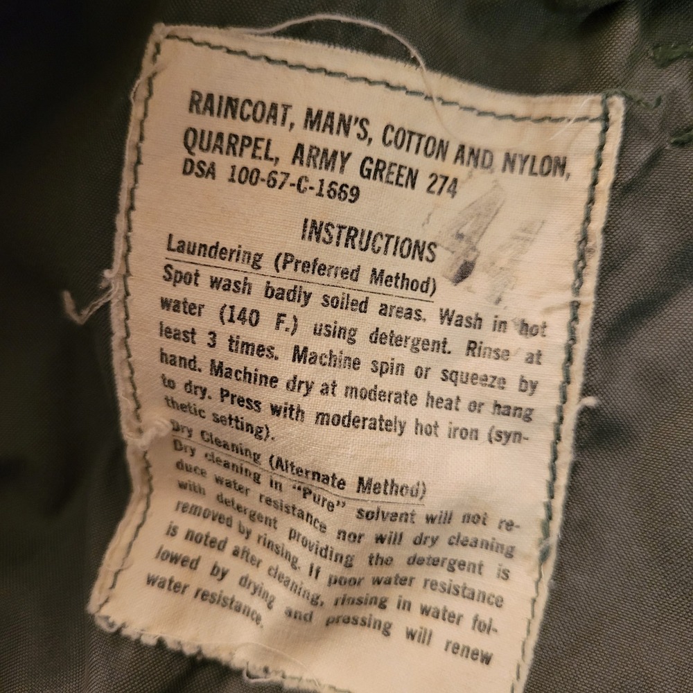 Vintage Vietnam Era US Military Army Green Quarpel Trench Raincoat 42R Gorpcore - Picture 3 of 13